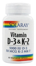 Vitamin D3 &amp; K2 Mk7 60 Gemüsekapseln